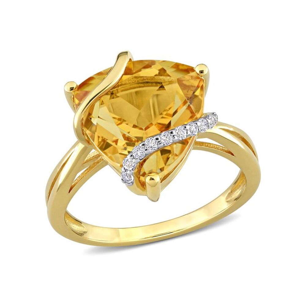 6.48 Carat (ctw) Trillian Citrine Ring in Yellow Plated Sterling Silver